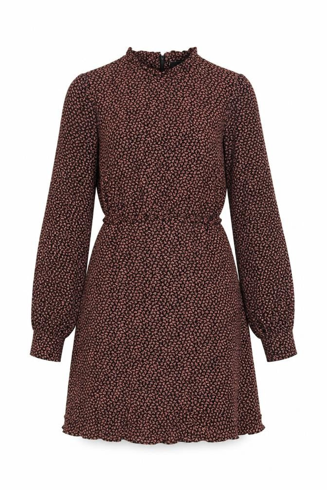 Oasis Women Black Pink Floral High Neck A-Line Dress UK 10