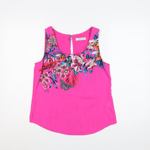 Oasis Women’s Pink Floral Butterfly Sleeveless Keyhole Blouse UK 10