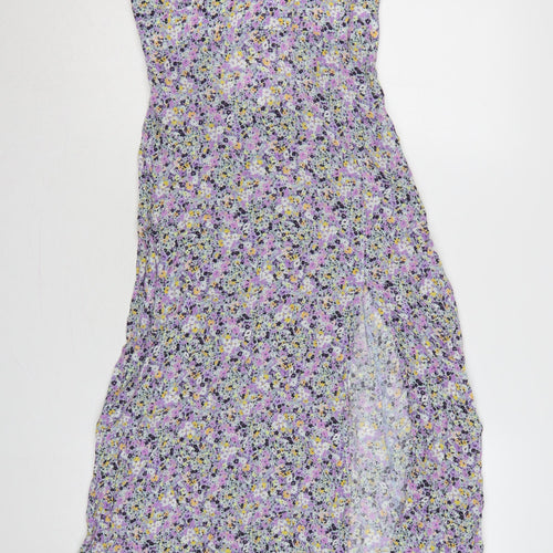 Zara Women Multicoloured Floral Maxi Dress UK 12 V-Neck Smocked