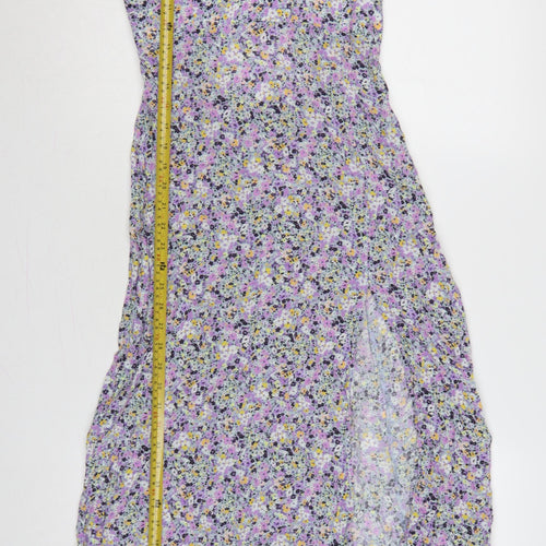Zara Women Multicoloured Floral Maxi Dress UK 12 V-Neck Smocked