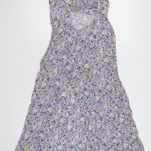 Zara Women Multicoloured Floral Maxi Dress UK 12 V-Neck Smocked