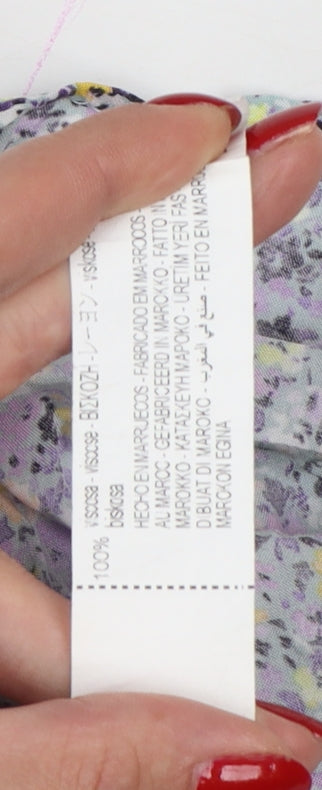 Zara Women Multicoloured Floral Maxi Dress UK 12 V-Neck Smocked