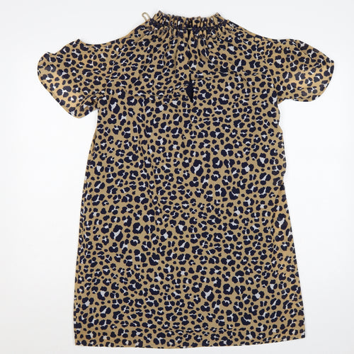 Michael Michael Kors Women Beige Leopard Print Shift Dress S