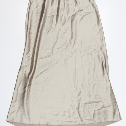 Next Women’s Beige UK 14 Long A-Line Satin Stretch Skirt