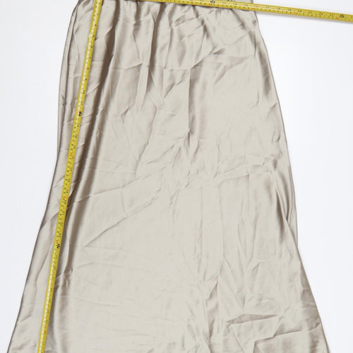 Next Women’s Beige UK 14 Long A-Line Satin Stretch Skirt