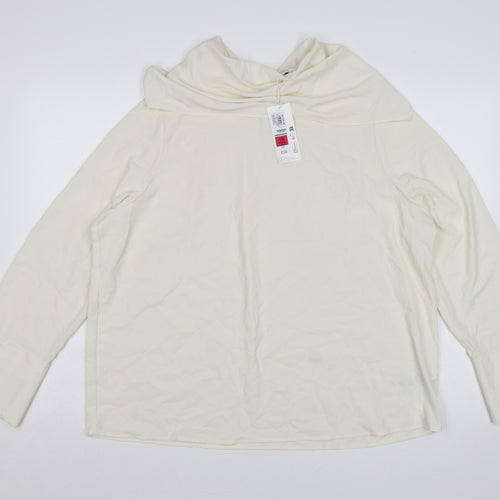 Marks & Spencer Women Ivory UK 18 Basic Cowl Neck Long Sleeve Blouse