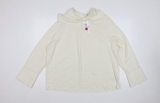 Marks & Spencer Women Ivory UK 18 Basic Cowl Neck Long Sleeve Blouse