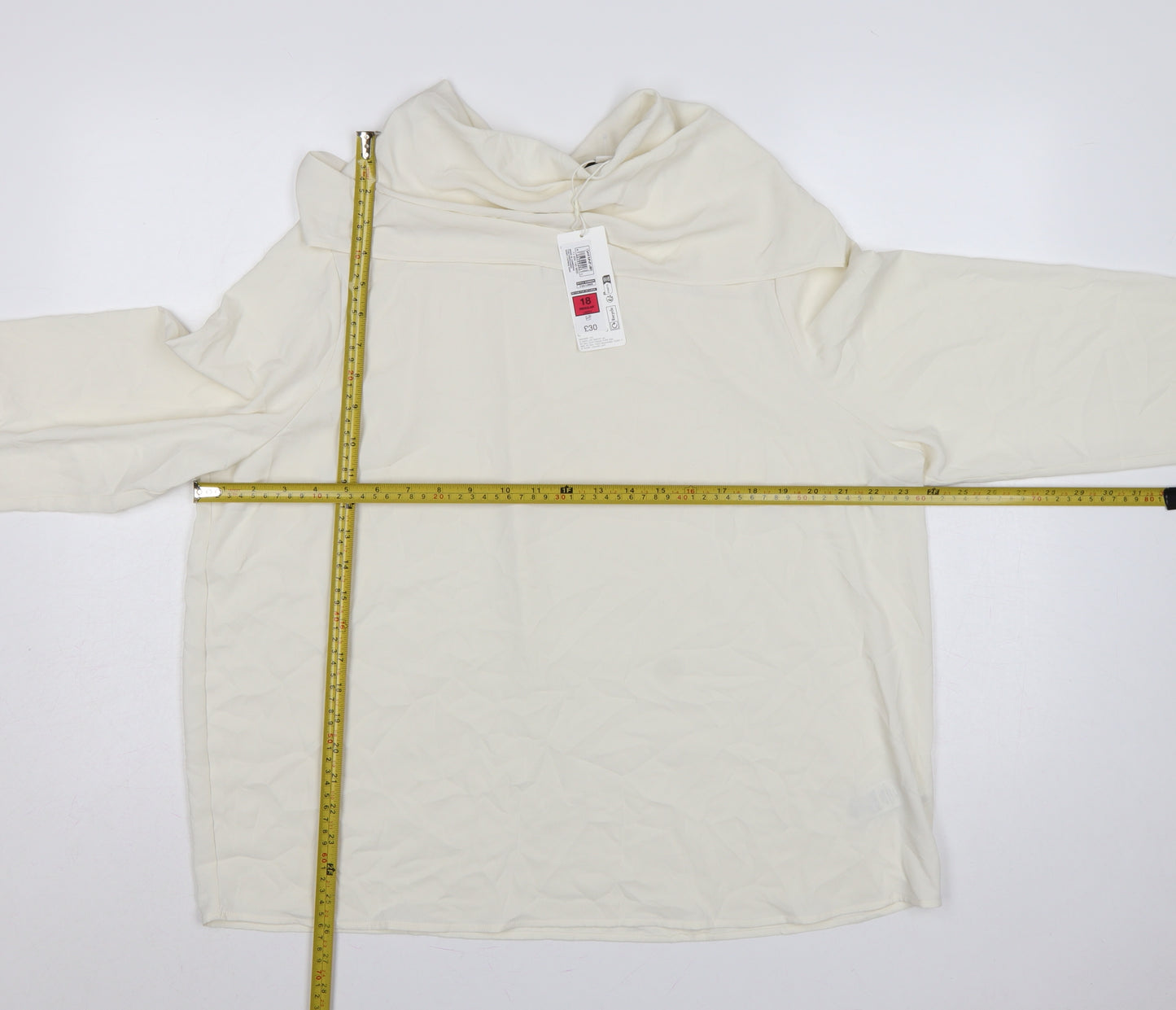 Marks & Spencer Women Ivory UK 18 Basic Cowl Neck Long Sleeve Blouse