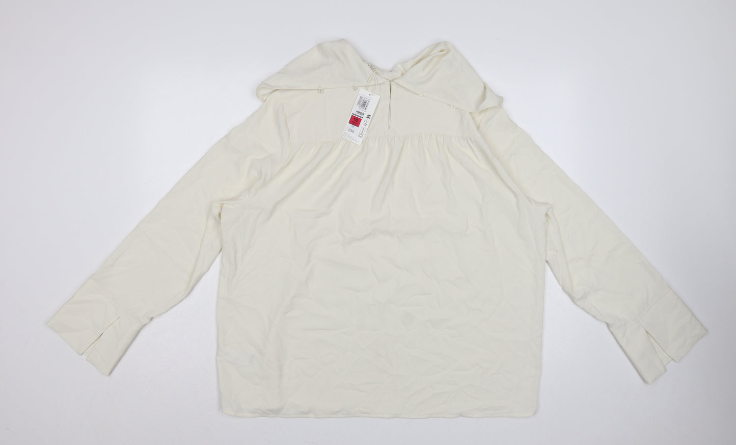Marks & Spencer Women Ivory UK 18 Basic Cowl Neck Long Sleeve Blouse