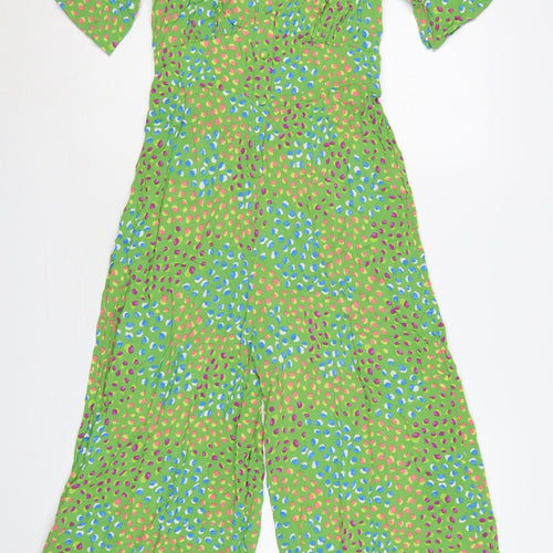 Nobody's Child Women Green Spot Print Wide-Leg Jumpsuit UK 10
