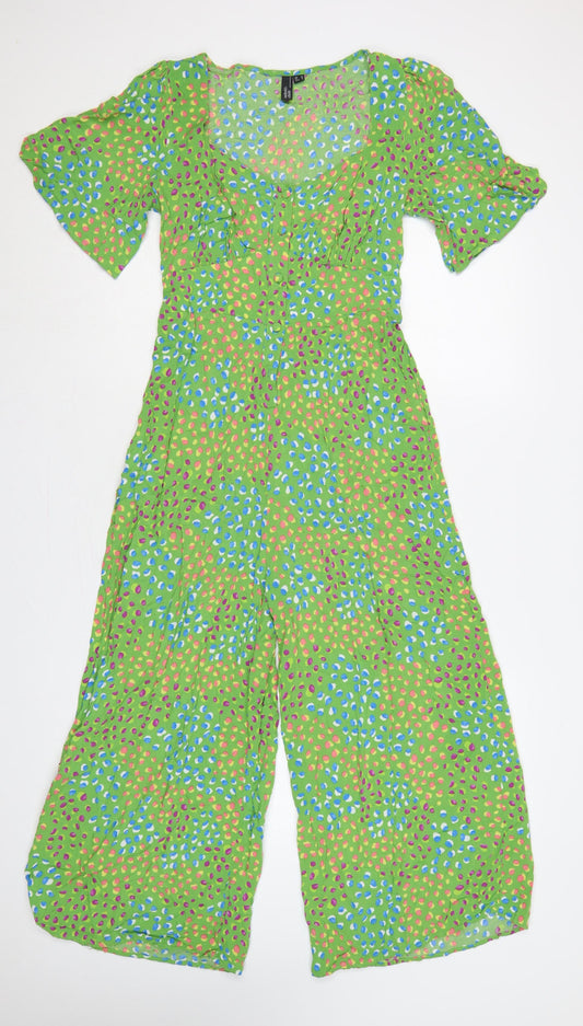 Nobody's Child Women Green Spot Print Wide-Leg Jumpsuit UK 10