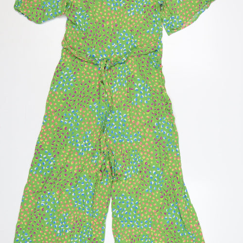 Nobody's Child Women Green Spot Print Wide-Leg Jumpsuit UK 10