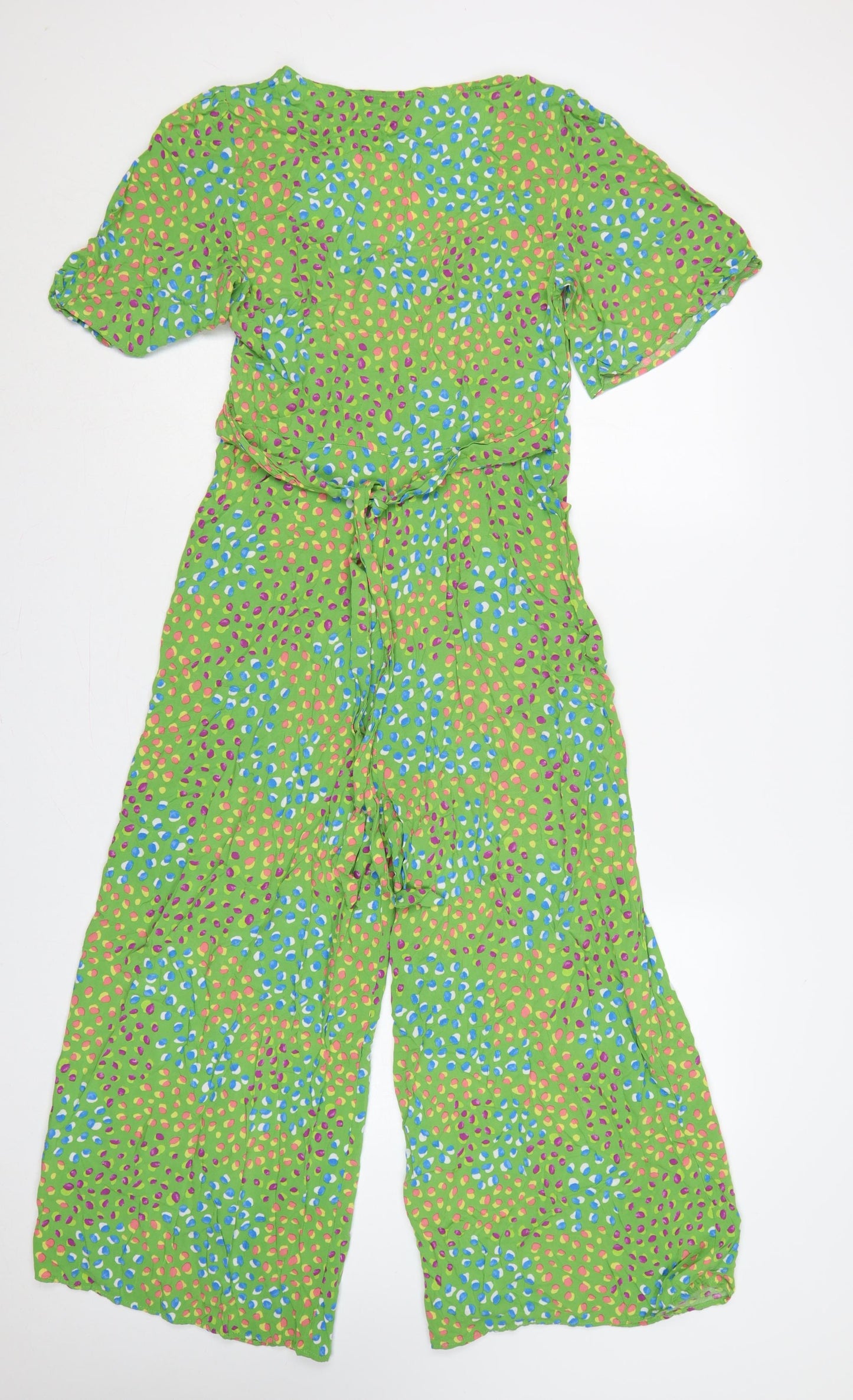 Nobody's Child Women Green Spot Print Wide-Leg Jumpsuit UK 10
