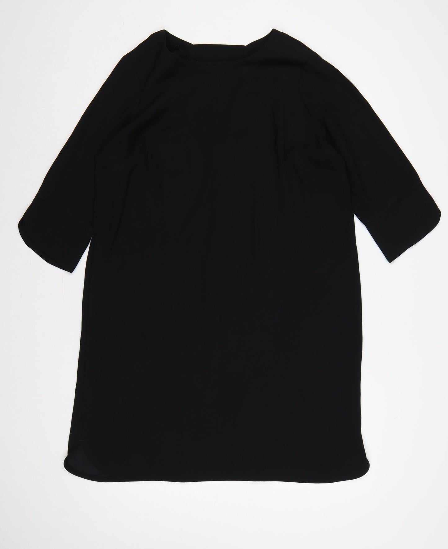 Marks and Spencer Women Black UK 16 Shift Dress Bell Sleeve Knee Length