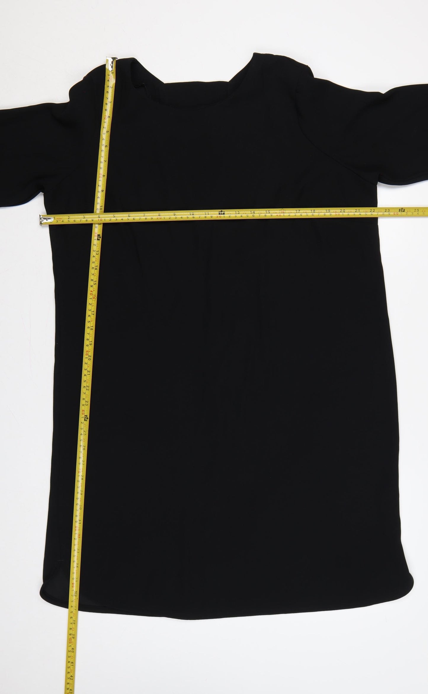 Marks and Spencer Women Black UK 16 Shift Dress Bell Sleeve Knee Length