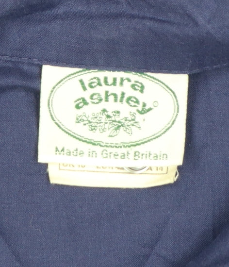 Laura Ashley Women Blue UK 18 Ruffle Collared Cotton Tunic Blouse
