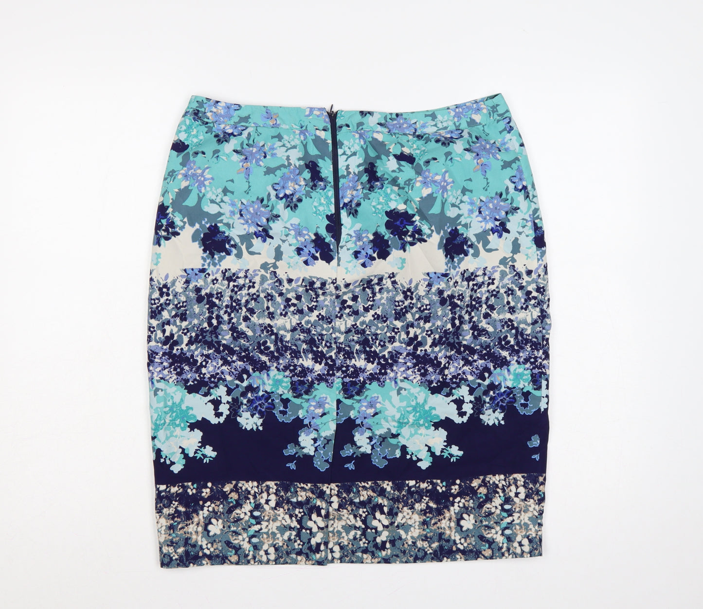 Laura Ashley Women Blue Floral Pencil Skirt UK 12 Lined