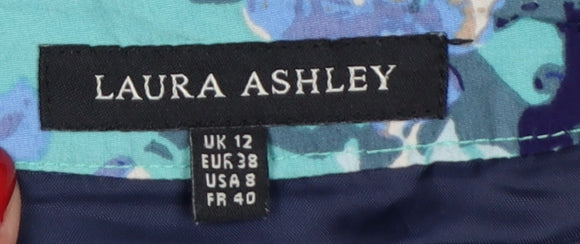 Laura Ashley Women Blue Floral Pencil Skirt UK 12 Lined