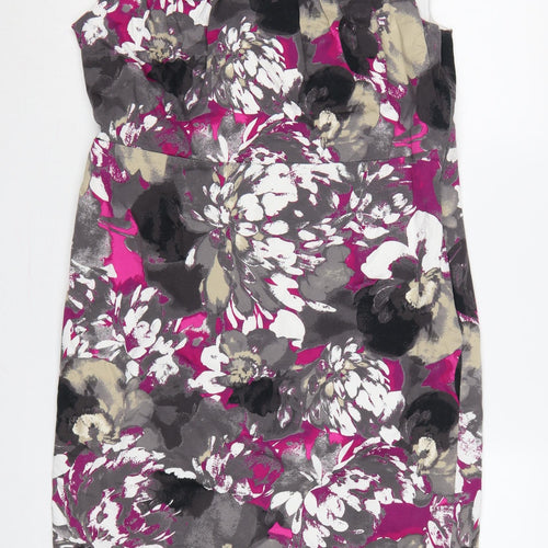 CC Women Multicoloured Floral Size 16 Sheath Knee Dress