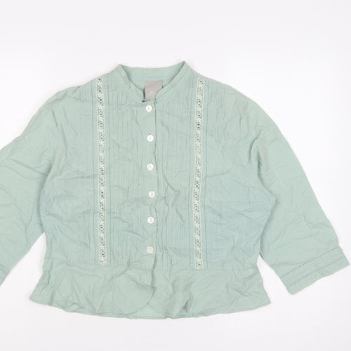 Poetry Women Green UK 14 Cotton Embroidered 3/4 Sleeve Blouse