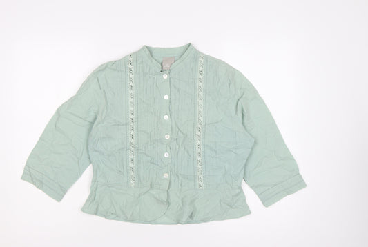 Poetry Women Green UK 14 Cotton Embroidered 3/4 Sleeve Blouse