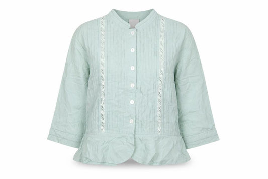 Front view of Poetry Women Green UK 14 Cotton Embroidered 3/4 Sleeve Blouse