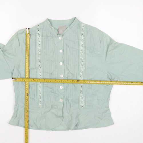 Poetry Women Green UK 14 Cotton Embroidered 3/4 Sleeve Blouse