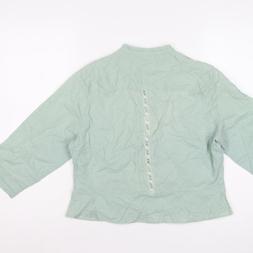Poetry Women Green UK 14 Cotton Embroidered 3/4 Sleeve Blouse