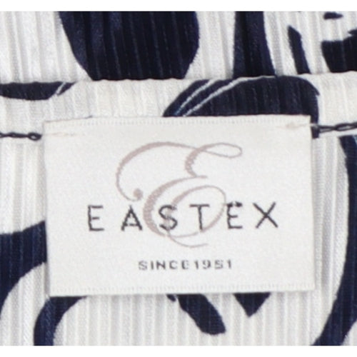 Eastex Women's Blue Geometric Basic V-Neck Long Sleeve Blouse UK 16