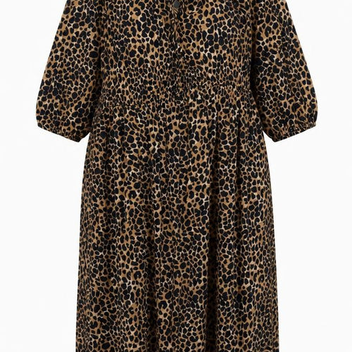 Marks and Spencer Women Brown Leopard Print Midi Fit & Flare Dress UK 20