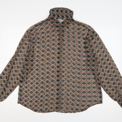 Zara Women Multicoloured L Sheer Geometric Long Sleeve Button-Up Shirt