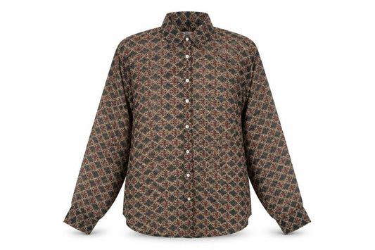 Zara Women Multicoloured L Sheer Geometric Long Sleeve Button-Up Shirt