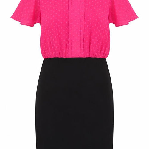 Next Tailoring Women Pink Black UK 10 Pencil Dress Flutter Sleeve