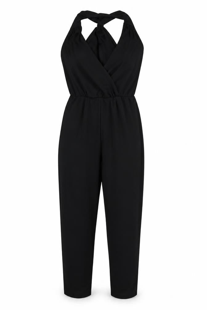 Oasis Women’s Black S Halter Backless Wide-Leg Jumpsuit