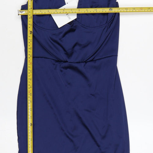 Femme Luxe Women Blue UK 8 Bodycon Halter Mini Party Dress