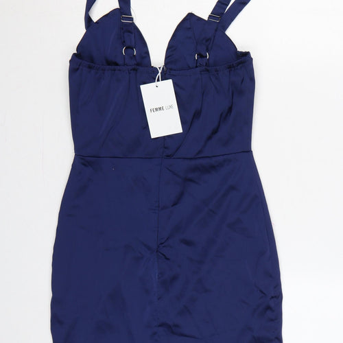 Femme Luxe Women Blue UK 8 Bodycon Halter Mini Party Dress