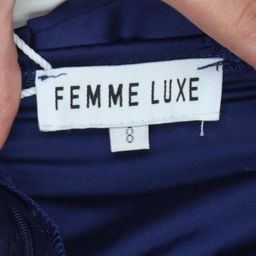Femme Luxe Women Blue UK 8 Bodycon Halter Mini Party Dress