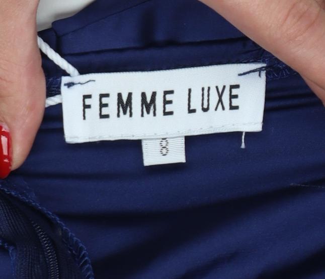 Femme Luxe Women Blue UK 8 Bodycon Halter Mini Party Dress