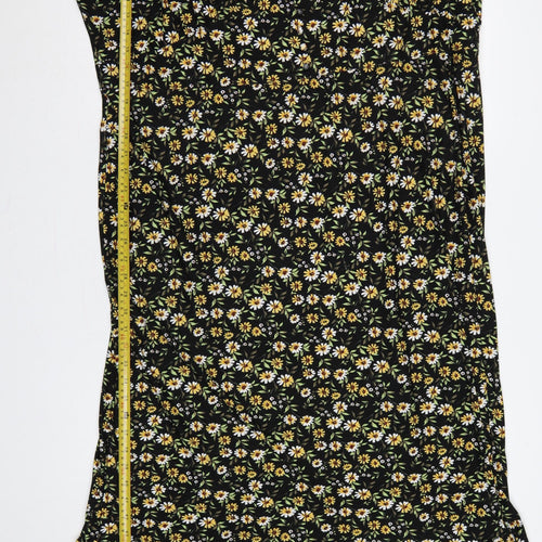 Be Fore Dawn Curve Women’s Black Floral Maxi Dress UK 22 Puff Sleeve