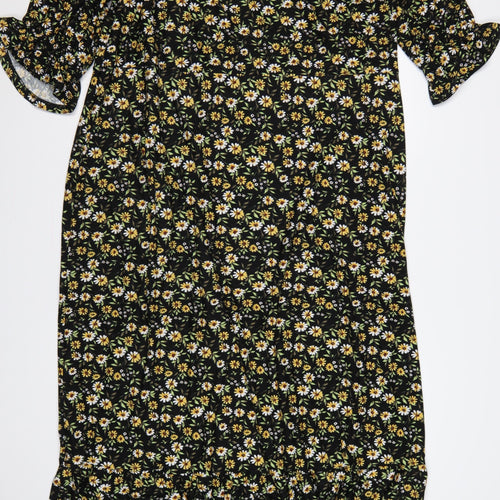 Be Fore Dawn Curve Women’s Black Floral Maxi Dress UK 22 Puff Sleeve