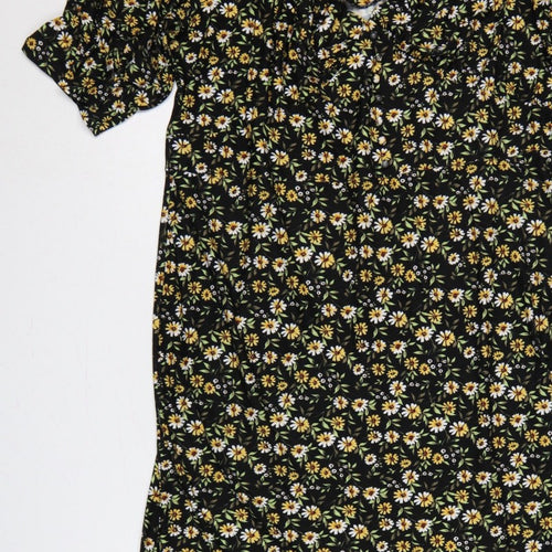 Be Fore Dawn Curve Women’s Black Floral Maxi Dress UK 22 Puff Sleeve