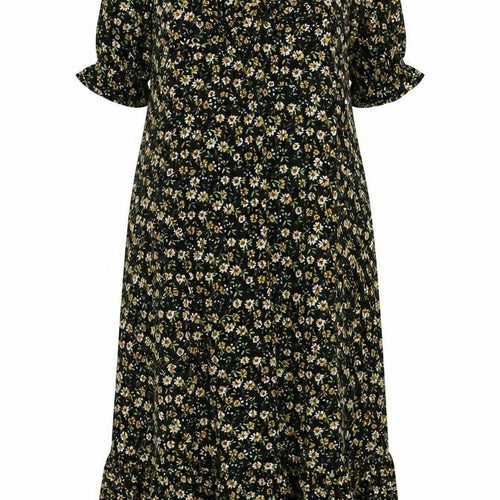 Be Fore Dawn Curve Women’s Black Floral Maxi Dress UK 22 Puff Sleeve