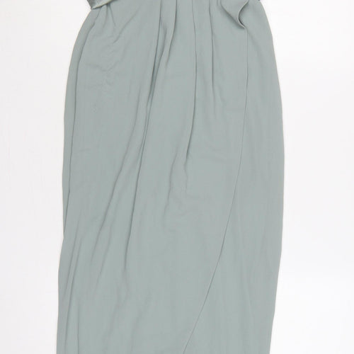 TFNC London Women Green UK 6 Maxi Wrap Satin Chiffon Strappy Occasion Dress