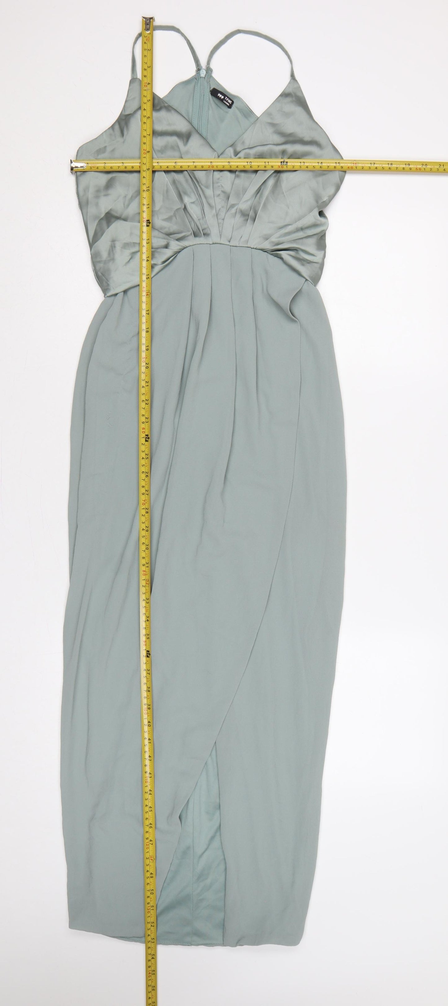 TFNC London Women Green UK 6 Maxi Wrap Satin Chiffon Strappy Occasion Dress