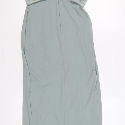 TFNC London Women Green UK 6 Maxi Wrap Satin Chiffon Strappy Occasion Dress