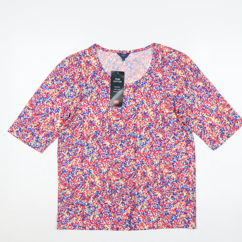 Cotton Traders Women’s Multicoloured Floral Cotton Jersey Top UK 10