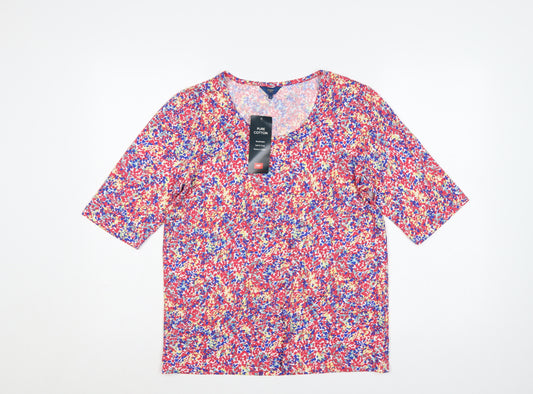 Cotton Traders Women’s Multicoloured Floral Cotton Jersey Top UK 10