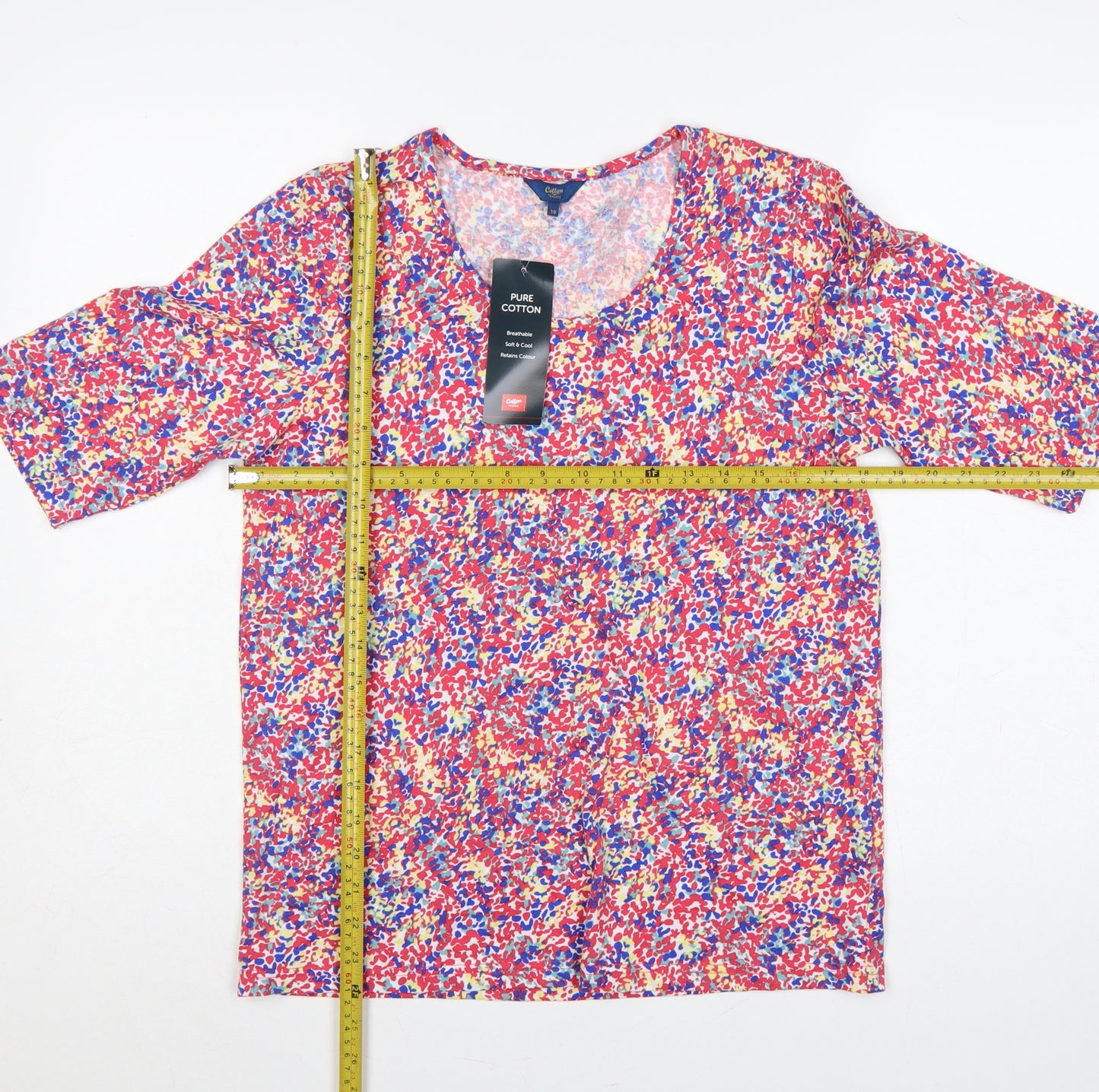 Cotton Traders Women’s Multicoloured Floral Cotton Jersey Top UK 10