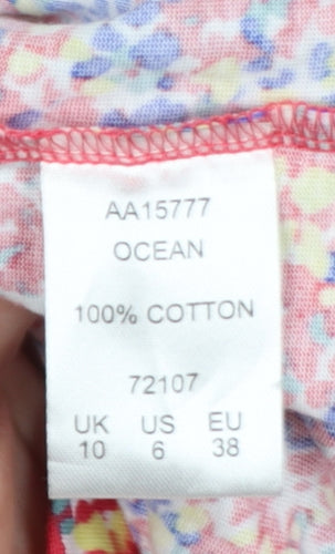 Cotton Traders Women’s Multicoloured Floral Cotton Jersey Top UK 10