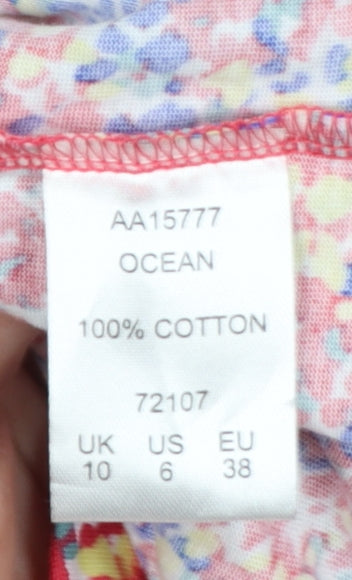 Cotton Traders Women’s Multicoloured Floral Cotton Jersey Top UK 10